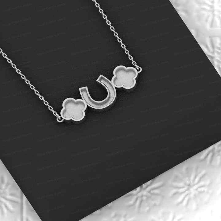 Solid 925 Sterling Silver Semi Mounting Charm Pendant Setting Horseshoe Clover Bezel Cup Resin Ashes Jewelry Findings Components