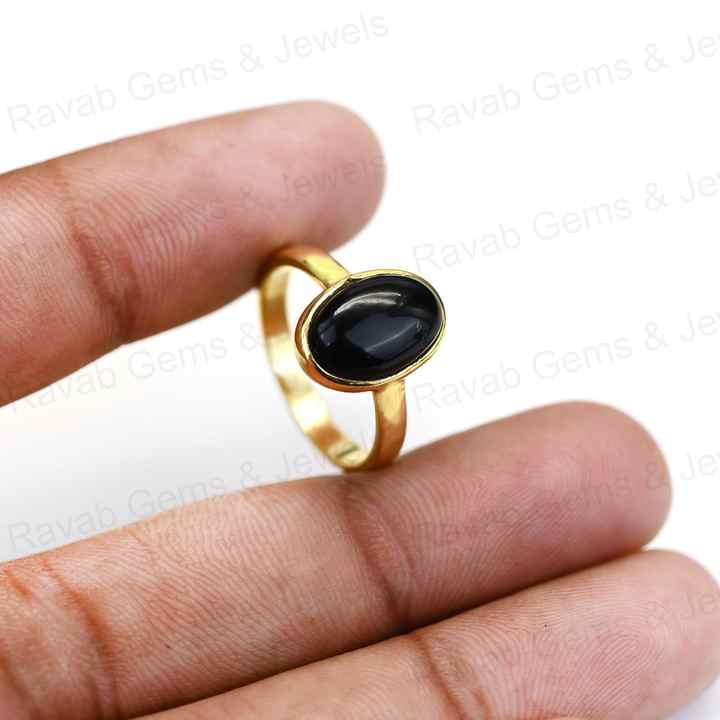Best Quality Solid 925 Sterling Silver Natural Black Onyx Oval Smooth Cut 12x16mm Bezel Setting 18k Gold Filled Ring for Women
