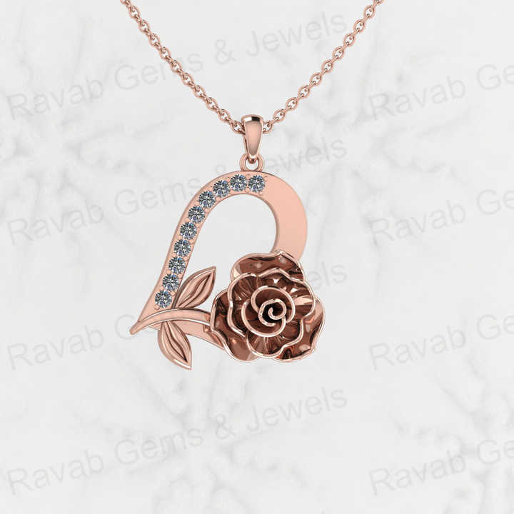 Best Selling 22mm Minimalist Floral Love Heart Pendant Necklace Women 925 Genuine Silver CZ Dainty Crystal Fine Jewelry Keepsake