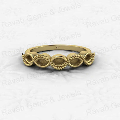 Genuine Solid 925 Sterling Silver Half Eternity Semi Mount Blank Setting Ring Good for Ashes & Resin Work Breastmilk Jewelry