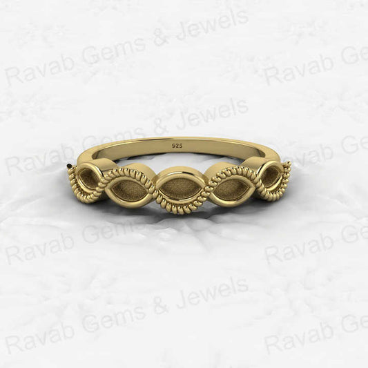 Genuine Solid 925 Sterling Silver Half Eternity Semi Mount Blank Setting Ring Good for Ashes & Resin Work Breastmilk Jewelry