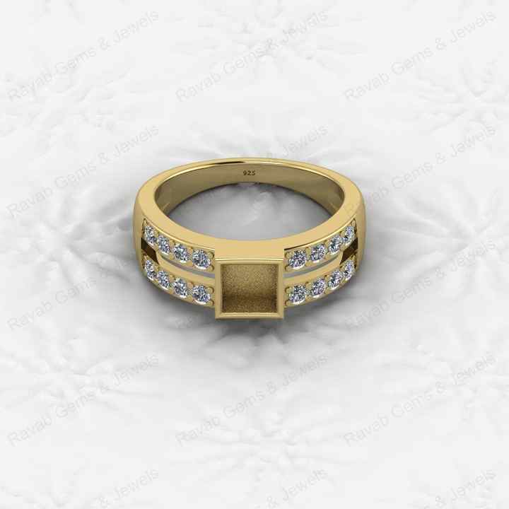 Top Quality 925 Silver 7X7mm Double Band With CZ Semi Mount Blank Setting Ring Good for Resin & Ashes Work Keepsake DIY Jewelry