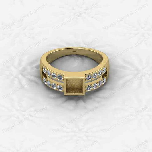 Top Quality 925 Silver 7X7mm Double Band With CZ Semi Mount Blank Setting Ring Good for Resin & Ashes Work Keepsake DIY Jewelry