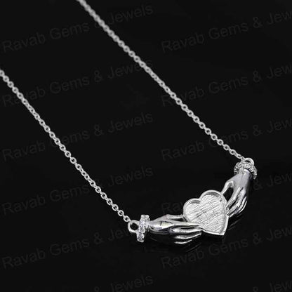 High Quality 925 Silver CZ Celtic Claddagh Wings of Love Heart Blank Charm Pendant Stone Setting & Ashes Resin Keepsake Jewelry