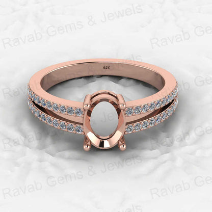 Best Quality 925 Solid Sterling Silver 6X8mm Semi Mount Blank Prong Setting Ring for Breastmilk & Keepsake Resin Ceramic Jewelry