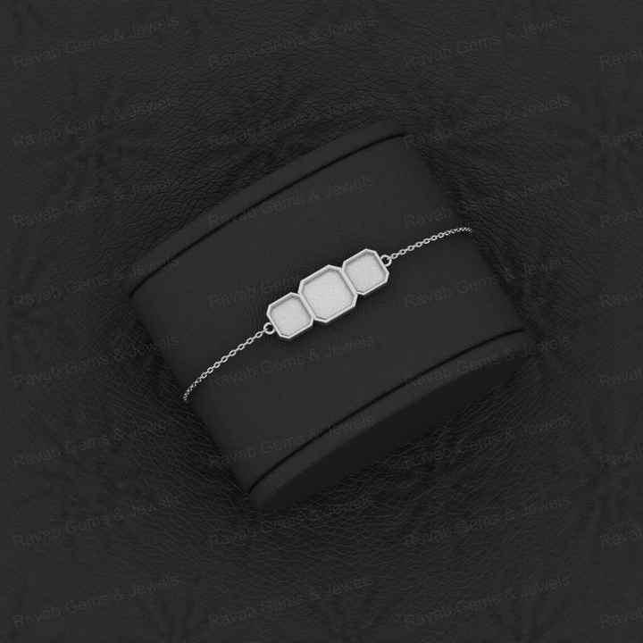Superb Quality 925 Solid Silver Semi Mount Chain Bracelet Hexogen Clover Resin Gemstone 18K Gold Plated Ashes Setting Jewelry (Copy)