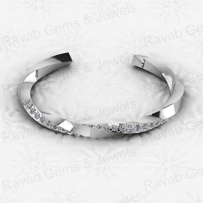 New Arrival Solid 925 Sterling Silver 18k Gold Plated Designer Twisted Band Concave Rhombus CZ Bracelet for Women Jewelry