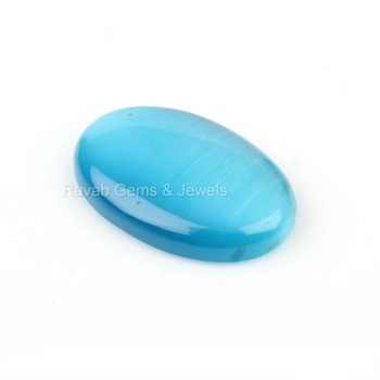 New Arrival Natural Blue Cats Eye Oval Shape Cabochon 20x30mm Gemstone For Making Silver 925 Sterling Silver Pendant Jewelry
