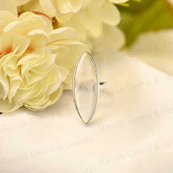 Best Selling 925 Sterling Silver Solid & Handmade 10x30mm Marquise Bezel Setting Crystal Ring for Women Daily Wear Jewelry
