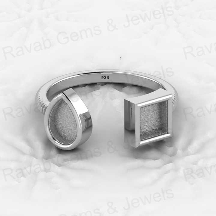 High Quality 925 Silver Pear 7x5mm Square 5mm Blank Adjustable Resin Beast Milk DIY Ring Setting Findings Components Jewelry