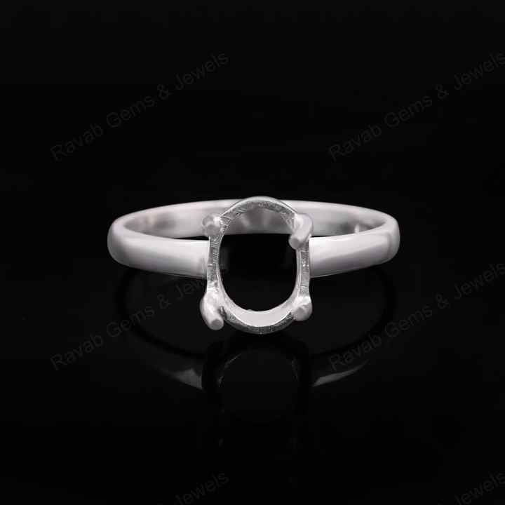 Trending Solid 925 Sterling Silver 7x9mm Oval Prong Setting Semi-Mount Blank Setting Empty Keepsake Fine Handmade Jewelry