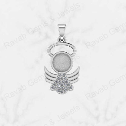 Genuine 925 Sterling Silver Custom Logo 13x20mm Semi Mount Blank Setting Charm Pendant Good for Ashes & Resin Work Breastmilk