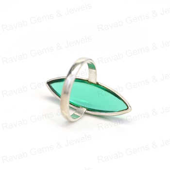 Top Selling 925 Sterling Silver Women's Ring Green Fluorite Quartz 10x30mm Marquise Bezel Setting Vintage Handmade Rhodium for