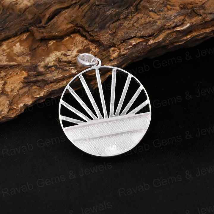 High Quality 925 Silver 25mm Inclusions Sunset Blank Bezel Charm Pendant Setting Keepsake Breastmilk Memorial Jewelry Components