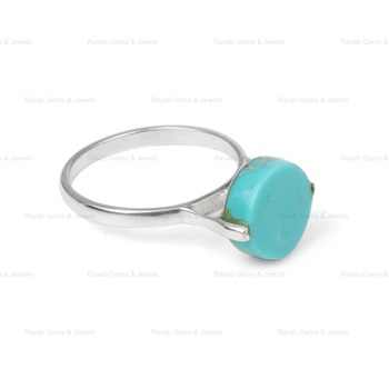 Top Selling 925 Sterling Silver Bezel Ring Handmade Solid 12mm Round Flat Blue Arizona Turquoise Gemstone Fine Jewelry for Women