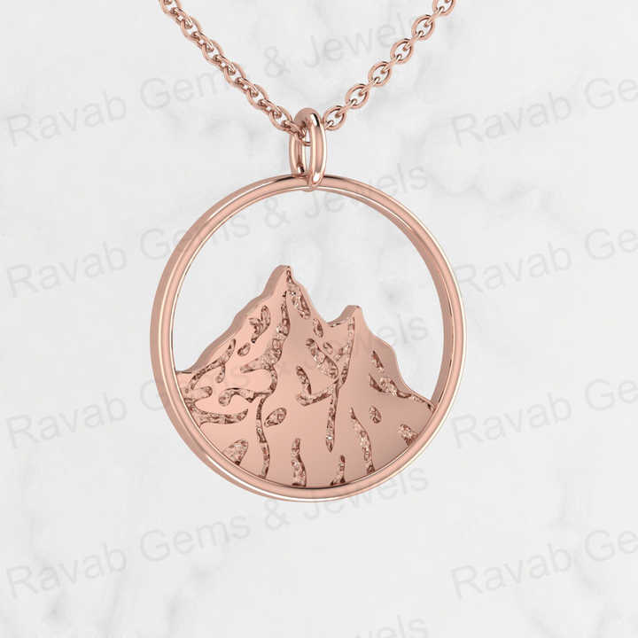 Top Selling Solid 925 Sterling Silver 20mm Mountain Disc Wanderlust Nature Lover Pendant Necklace Women Wholesale Fine Jewelry