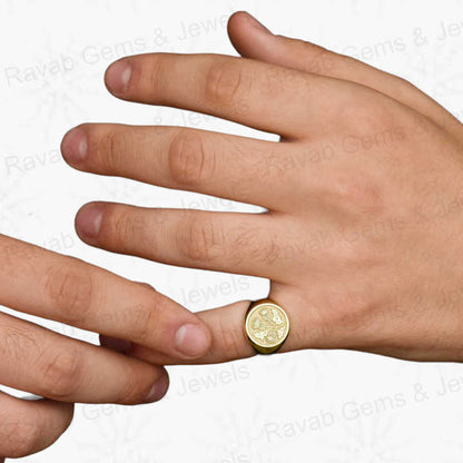 Best Selling 925 Silver Gold Vermeil 14mm Scottish Thistle Flower Engraved Monogram Signet Ring Customized Fine Jewelry for Men