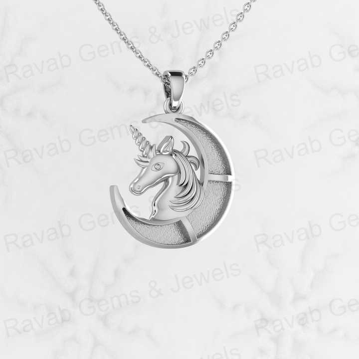 Real 925 Silver 29x21mm Unicorn Mythical Creatures Horse Semi Mount Blank Charm Pendant for Resin & Ashes Work Necklace Jewelry