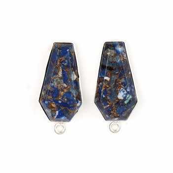 Wholesale 925 Sterling Silver Premium Jewelry Natural Lapis Lazuli Copper Bezel Coffin Pendant Charm Fine Pendants & Charms