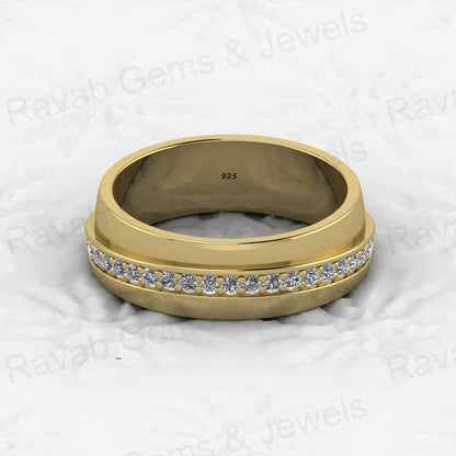 Top Selling 925 Sterling Silver Vermeil Eternity Band Solitaire Micro Pave CZ Diamond Women's Ring Personalized Fine Jewelry