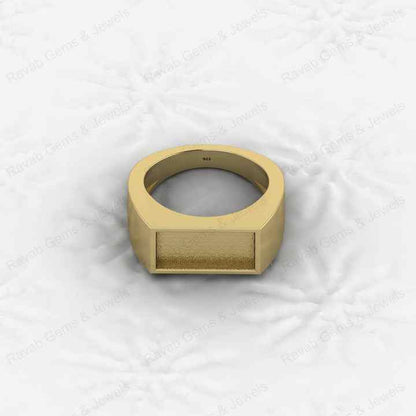 Genuine 925 Sterling Silver Rectangle 7x14mm Semi Mount Blank Setting Signet Ring Breastmilk Keepsake Men Wedding Gift Jewelry