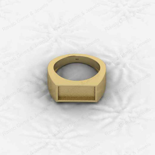 Genuine 925 Sterling Silver Rectangle 7x14mm Semi Mount Blank Setting Signet Ring Breastmilk Keepsake Men Wedding Gift Jewelry
