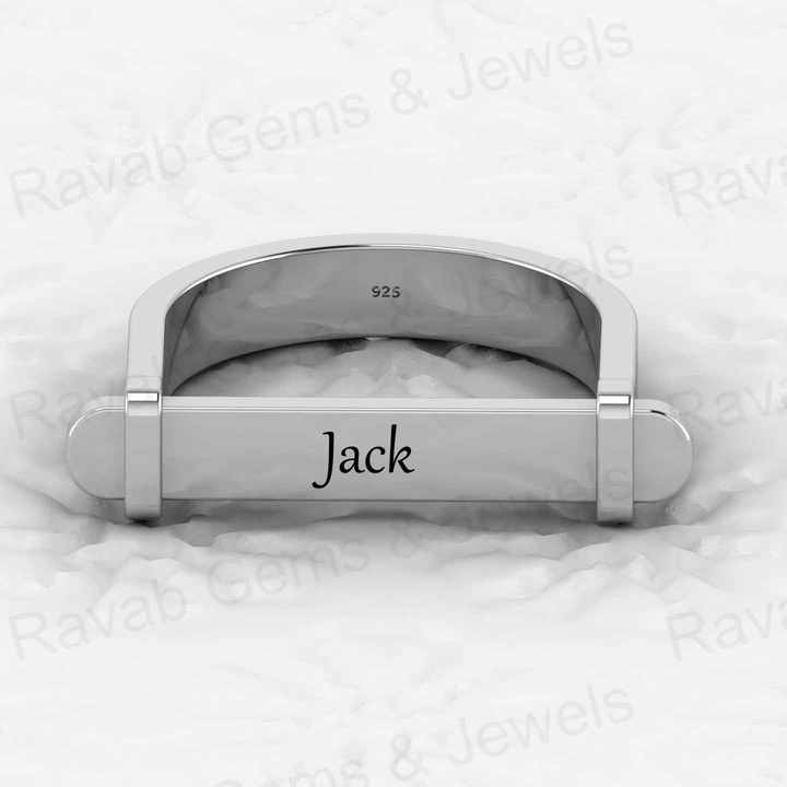 Top Selling Men's Fine Ring 925 Genuine Sterling Silver Gold Vermeil Engravable Script Bar Personalized Eternity Band Jewelry
