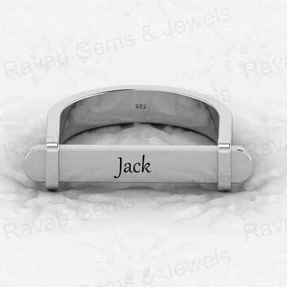 Top Selling Men's Fine Ring 925 Genuine Sterling Silver Gold Vermeil Engravable Script Bar Personalized Eternity Band Jewelry