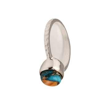 Best Quality Solid 925 Sterling Silver Fine Women's Ring Handmade Natural Oyster Turquoise 8mm Bezel Setting Premium Jewelry