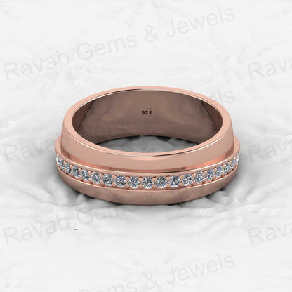 Top Selling 925 Sterling Silver Vermeil Eternity Band Solitaire Micro Pave CZ Diamond Women's Ring Personalized Fine Jewelry