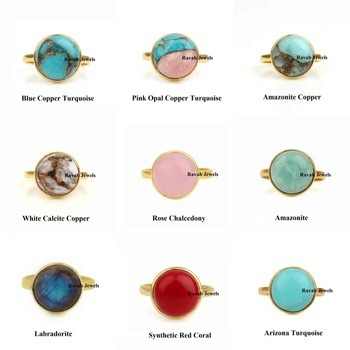 High Quality 10mm Green Aventurine Gemstone 18K Gold & Dainty Sterling Silver Rings Rhodium Plated Fine for Women Wholesale Lot