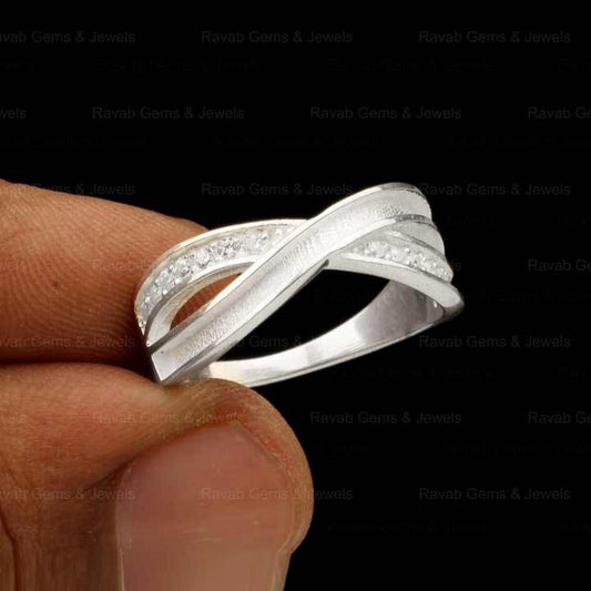 Best Selling 925 Sterling Silver Infinity With Zircon Semi Mount Blank Bezel Setting Minimalist Ring for Gemstone Ashes & Resin