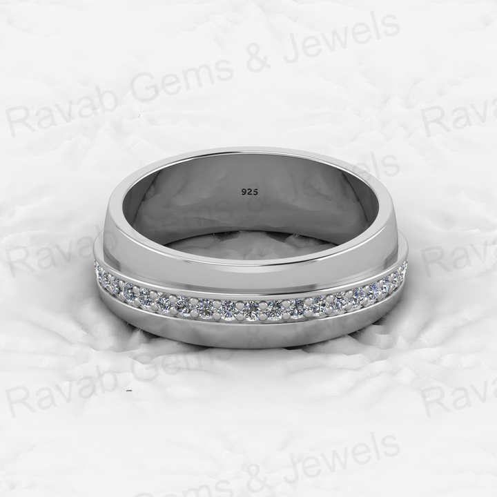 Top Selling 925 Sterling Silver Vermeil Eternity Band Solitaire Micro Pave CZ Diamond Women's Ring Personalized Fine Jewelry