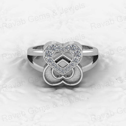 High Quality Solid 925 Silver Double Couple Heart Blank Base Semi Mount Ring for Ashes & Resin Work Breastmilk Keepsake Jewelry