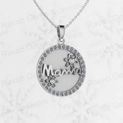 Genuine 925 Silver 25mm Circle Mother Love Initial Letter Semi Mounting Charm Pendant for Resin & Ashes Breastmilk CZ Jewelry