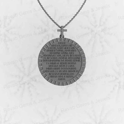 Solid 925 Silver Embossed Lords Catholic Prayer Crucifix Religious Jesus Cross Charm Pendant With CZ for Christian Fine Jewelry