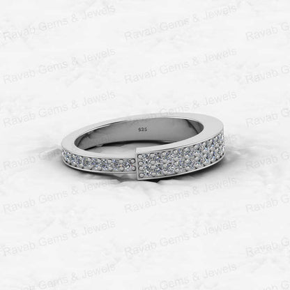 Top Selling 925 Sterling Silver Minimalist Micro Pave CZ Diamond Gold Vermeil Eternity Band Thick Women's Ring Fine Jewelry