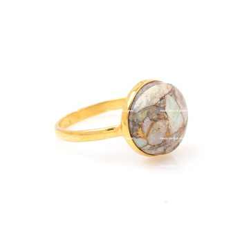 Mojave Ethiopian Opal Copper Gemstone Top Selling 925 Sterling Silver 18K Gold Plated Dainty Ring Stylish Unisex Design Women's