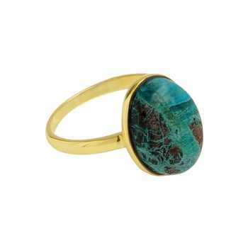 High Quality 10x14mm Oval Bezel Ring Women Solid 925 Sterling Silver 18k Gold Plating Genuine Natural Chrysocolla Fine Jewelry
