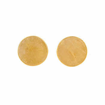Best Selling 9mm Golden Rutilated Quartz Gemstone Silver Handmade 18K Gold Plated Dainty Stud Earrings Her Fine Stud Earrings