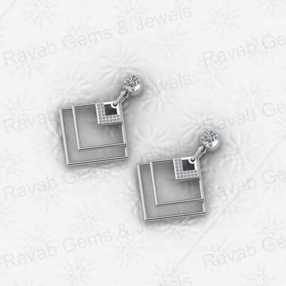 Best Quality Solid 925 Sterling Silver Geometric Pattern Drop Dangle Fine Earring for Women Engagement Handmade Fine Jewelry