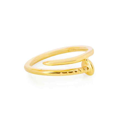 Handmade 925 Silver Women's Minimalist Eternity Double Band Ring 18k Gold Vermeil Nail Textured Design for Wedding Fine Jewelry