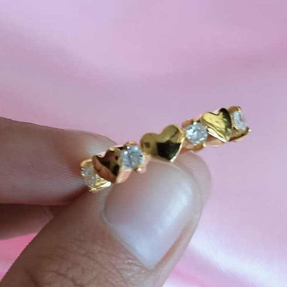 Genuine Cubic Zircon 3mm 5x6mm Heart Shape Prong Setting 18k Gold Plated Solid 925 Sterling Silver Minimalist Party Wear Ring