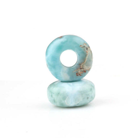 High Quality Sky Blue Larimar Smooth Rondelle 14X8mm With 5mm Size Big Hole Size Loose Gemstone Beads for Making Jewelry