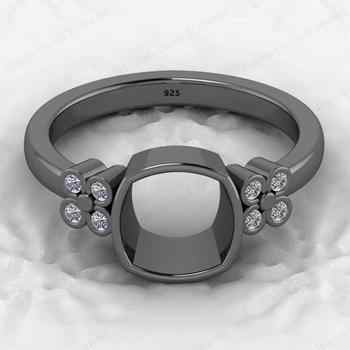 High Quality 925 Sterling Silver 8x8mm Cushion CZ Semi Mount Blank Bezel Setting Ring Good Fine Gemstone Jewelry Component