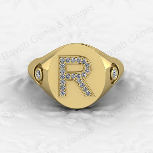 Best Selling Genuine 925 Sterling Silver Diamond Zircon Initial Letter Personalized Custom Solomon Signet Oval Men Ring Jewelry