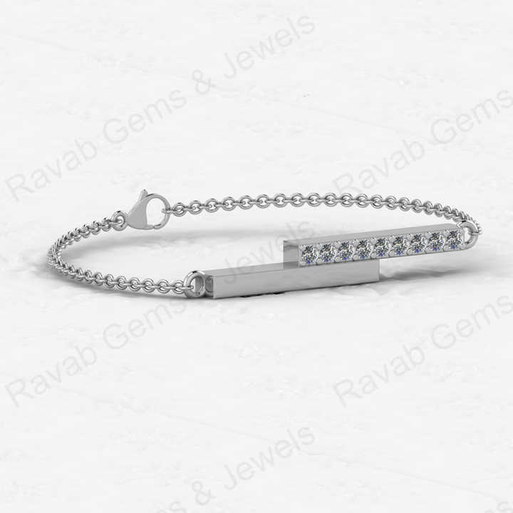 Top Selling Solid 925 Sterling Silver With Cubic Zirconia Gold Plated Bar Charm Minimalist Chain Bracelet Women Fine Jewelry