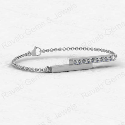 Top Selling Solid 925 Sterling Silver With Cubic Zirconia Gold Plated Bar Charm Minimalist Chain Bracelet Women Fine Jewelry
