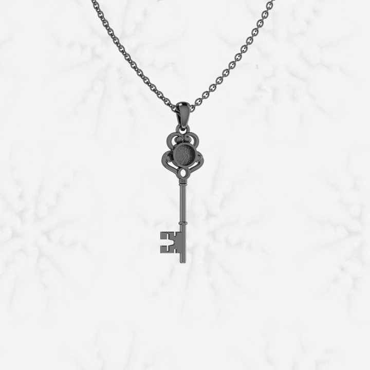 Top Quality 925 Silver 25mm Key Design Blank Bezel Base Charm Pendant Gemstone Setting Breast Milk DIY Memorial Keepsake Jewelry