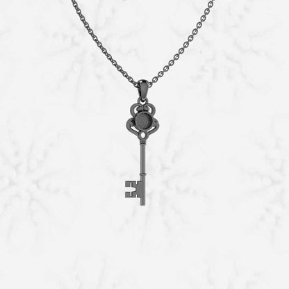 Top Quality 925 Silver 25mm Key Design Blank Bezel Base Charm Pendant Gemstone Setting Breast Milk DIY Memorial Keepsake Jewelry